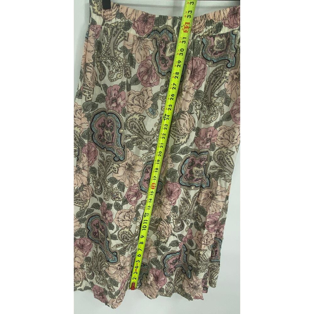 Vintage 1980's Norton McNaughton Womens 14 Paisley Floral Maxi Pleated Skirt - Picture 5 of 6